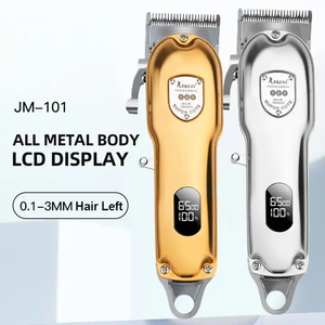 Cortadora de Pelo Profesional para Barbería, Cuchillas de Acero Inoxidable, Recargable por USB, Inalámbrica, Pantalla LCD, para Uso en Hoteles, Dorado/Plateado - Product Image 6