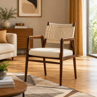MULIGNA Chaise de réception et table à manger en bois, style Wabi-Sabi, luxe léger, moderne, pour hôtel, café, entreprise, restaurant