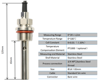 Sonde filetée en acier inoxydable PT1000 de marque R-Z, précision 0,1, conductivité industrielle 0~20µs/cm, température 0~100°C, en ligne