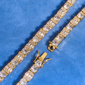 สร้อยคอเทนนิสโมอิสซาไนต์ VVS แบบพรีเมียมสั่งทำพิเศษ เงินแท้ 925 สไตล์ฮิปฮอป ประดับเพชรเต็มเส้น ผ่านการทดสอบเพชร - Product Image 4