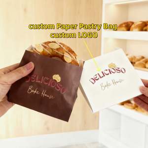 Sacs en papier kraft brun/blanc biodégradables, recyclés, résistants à la graisse, imprimés avec logo personnalisé, à prix abordable, pour l'emballage de boulangerie et d'épicerie - Product Image 4