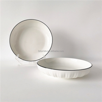 Assiette creuse en céramique de 490 ml, bol à soupe cannelé gaufré de 7 pouces pour pâtes et salades