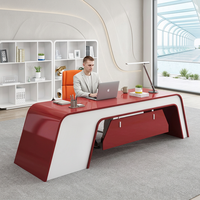 Bureau de direction futuriste et minimaliste rouge et blanc avec finition ultra brillante, fabrication directe OEM/ODM pour bureau de direction haut de gamme