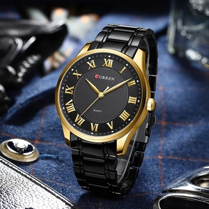 Montre classique décontractée CURREN 8409 pour homme avec bracelet en acier inoxydable, montres-bracelets à quartz simples avec chiffres romains pour homme d'affaires - Product Image 4