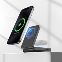 Chargeur sans fil magnétique Qi2 2 en 1 pliable en alliage d'aluminium ABS de taille mini M29 personnalisé OEM pour iPhone