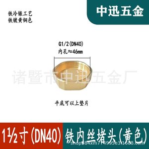 <b>Iron</b> Internal Thread Plugs 4-2 Brass Finish Fully Threaded For General Industry - Product Image 3