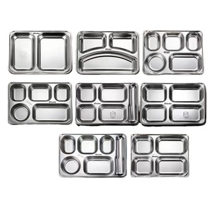Lonchera de acero inoxidable con divisiones, cuadrada y profunda, con tapa, para la escuela, fábrica, comida rápida, bandeja para servir comidas - Product Image 2