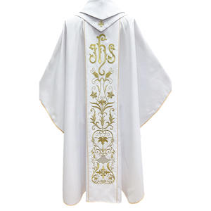 مطفي البوليستر الأبيض Vestment مع <span class=keywords><strong>orphrey</strong></span> عالية الجودة - Product Image 2