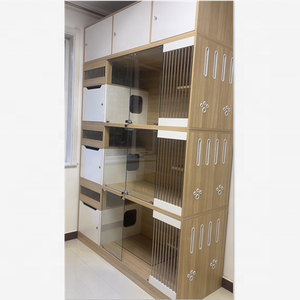 2025 porte en verre trempé intérieur robuste empilable pour animaux de compagnie et animaux chat élevage <span class=keywords><strong>Cages</strong></span> banque pour animaux de compagnie chat hôtel Kennell Villa - Product Image 6