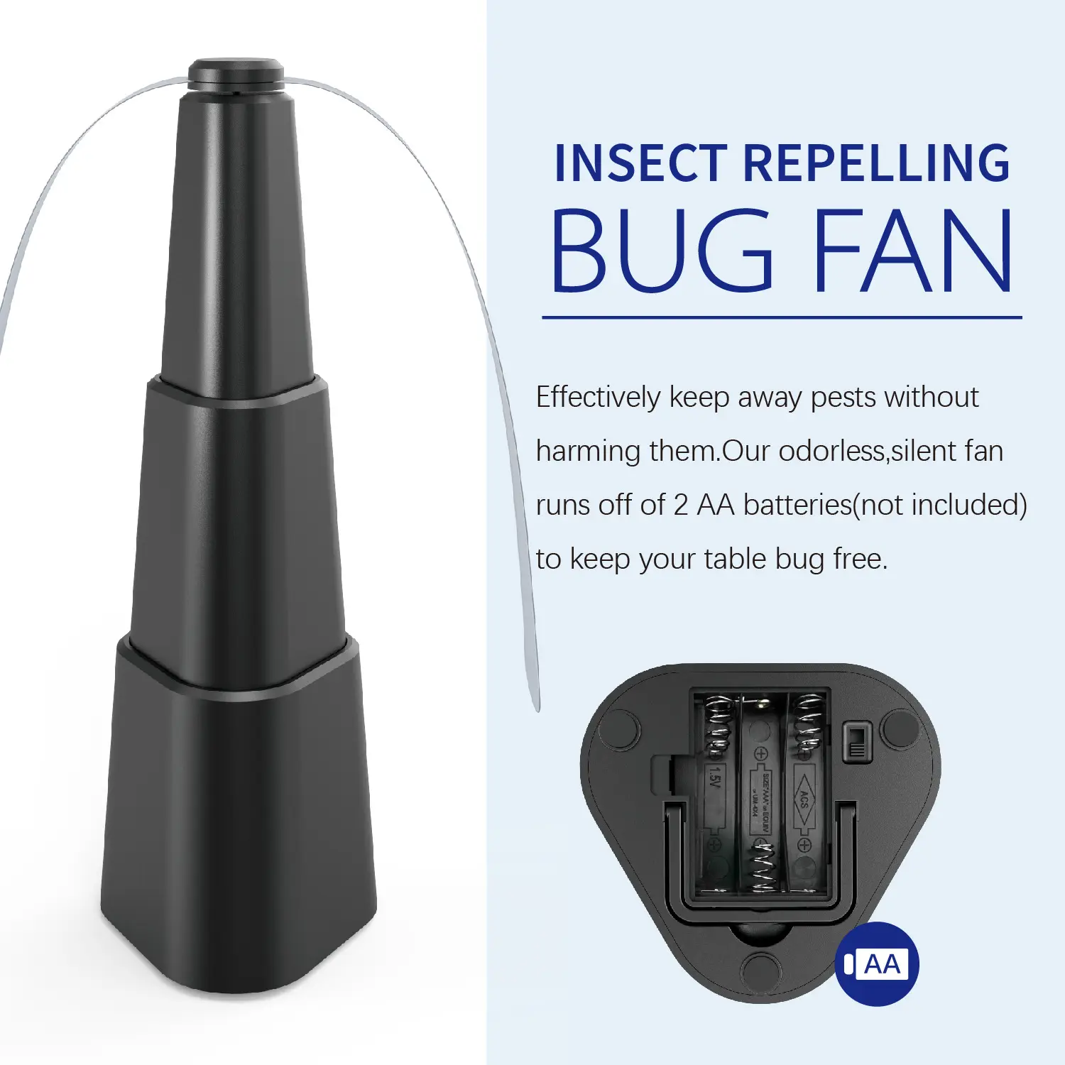 Đẩy lùi Bug Fan Fly răn đe Stretchable nhỏ hơn trong nhà ngoài trời bảng sử dụng Holographic Blade Battery Powered Fly Fan