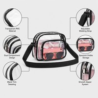 Maßgefertigte Modische Transparente Umhängetasche mit Reißverschluss Stadion-Zugelassene Durchsichtige Messenger-Schultertasche für Konzerte