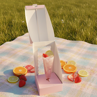 Boîte en carton pliable recyclable avec fenêtre, pour emballage de coupes à milkshake et cornets, impression offset personnalisée pour le sucre, adaptée aux aliments