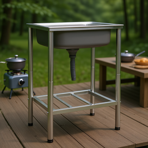 Fregadero de Camping de Acero Inoxidable para Exteriores, Modelo D0100H7DVVJ, de un Solo Tazón, para Cocina al Aire Libre, Estilo Industrial, para Todas las Estaciones - Product Image 2