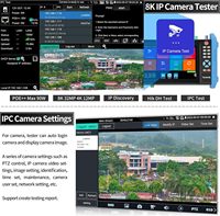 جهاز اختبار كاميرات المراقبة Rsrteng IPC-9800 Pro بشاشة لمس 7 بوصة، يدعم كاميرات IP بدقة 8K 32MP و4K 12MP، مع دعم SFP POE++ وCVBS وكابل الشبكة وHDMI