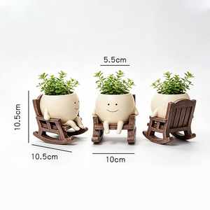 Rocking Chair Flower Pot Resin Cartoon Desktop Planter Indoor Plant Decor - Product Image 4