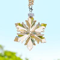 Ornement suspendu en cristal flocon de neige pour voiture, pendentif facetté pour rétroviseur, décoration intérieure automobile hiver Noël, vente en gros