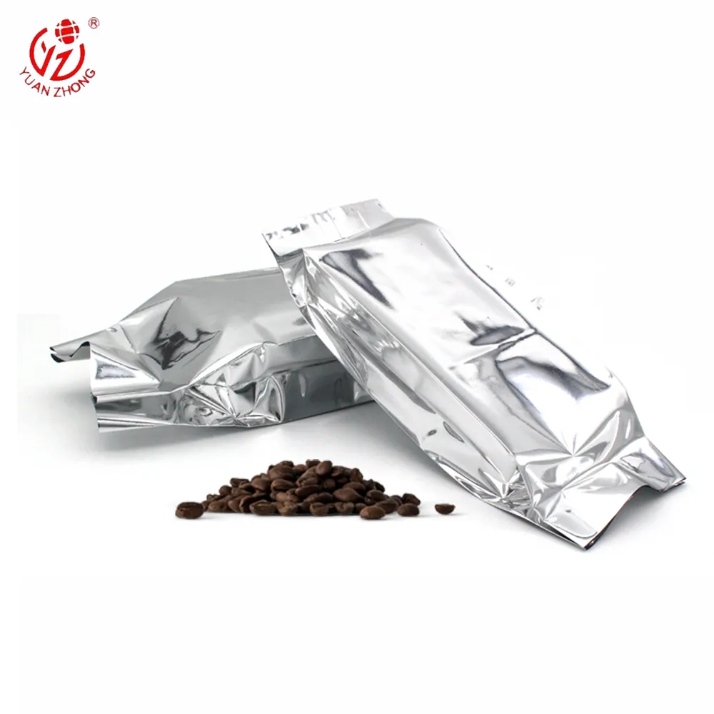 Yuanzhong özel baskı parlak veya mat Finish yan köşebent alüminyum folyo ambalaj çantası kahve çekirdeği/çay