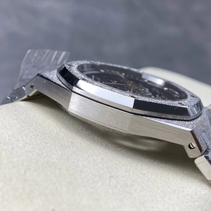 Montre mécanique squelette moderne pour homme, boîtier octogonal argenté givré, acier inoxydable ajouré, montre-bracelet de luxe - Product Image 3
