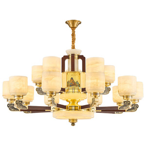 Chinese Style All Copper Chandelier Multi Head Led <b>Light</b> Round Shape For Living Room Dining Room Study Home <b>Lighting</b> - Product Image 4