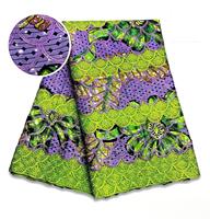 Kain Ankara Wax Cetak Nigeria Berkualitas Tinggi 3D 5 Yard, Batik Super Grand Afrika Bordir Renda Emas, Bernapas, Cocok untuk Pernikahan