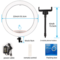 YEAH Professional 480 LED 22 pouces Ringlight 2700-7000K Dimmable RA80 56 cm 22 pouces Selfie Ring Light avec trépied, support pour téléphone