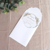 Cartes d'invitation en acrylique transparent avec impression dorée et cartes d'invitation en acrylique transparent avec enveloppes verticales