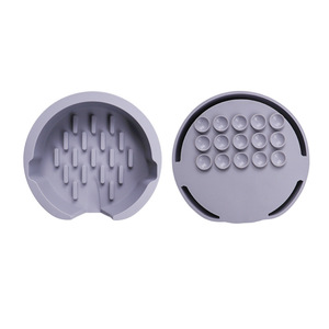 Support d'éponge de cuisine en silicone rond taille M avec ventouse, rangement égouttoir pour vaisselle, réutilisable - Product Image 1