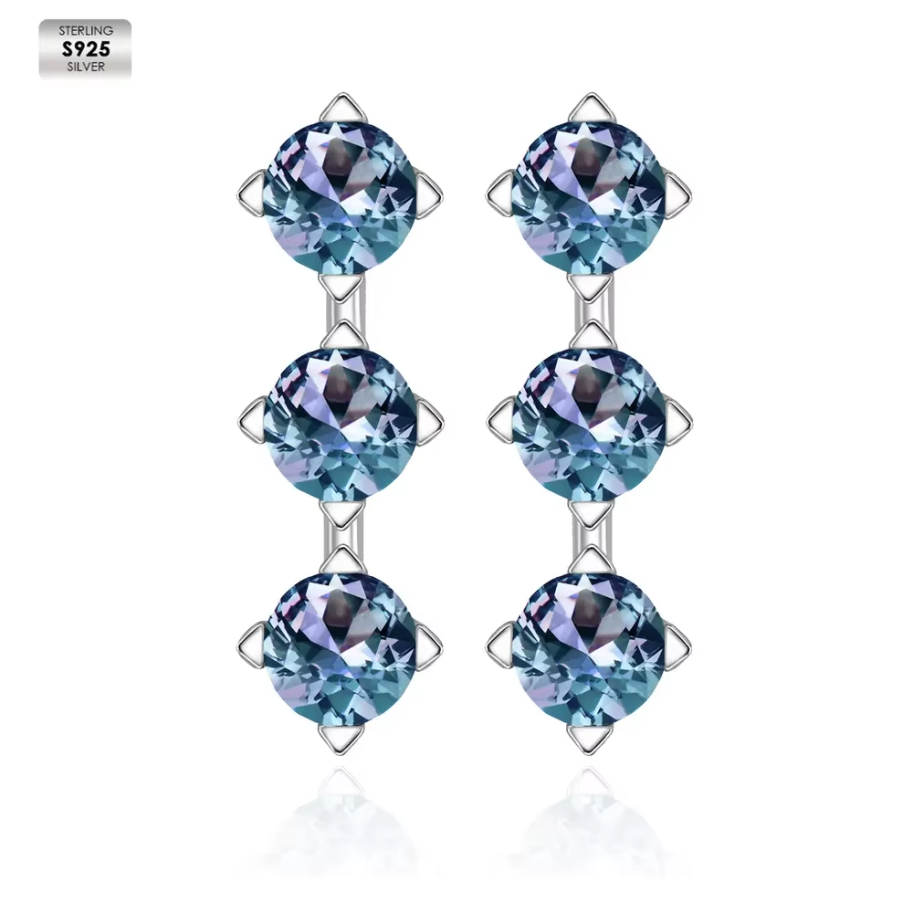 Boucles d'oreilles élégantes en argent S925 plaqué or blanc 18 carats