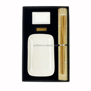 Juego de regalo de disco de salsa de inmersión para descanso de palillos blancos elegantes más vendidos con alfombrilla de bambú de madera pura para <span class=keywords><strong>sushi</strong></span> para amantes del <span class=keywords><strong>sushi</strong></span> - Product Image 1