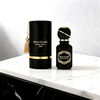 Flacon de parfum vide en verre noir mat et brillant, 30 ml, 50 ml, 100 ml, avec bouchon rond unique, étiquette personnalisée et boîte d'emballage – Vente chaude