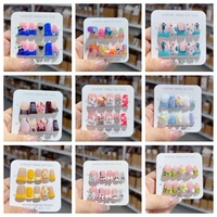 Faux ongles en acrylique réutilisables en forme de bec de canard faits à la main, 10 pièces, pour enfants, design court en forme de canard