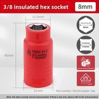 Clé à douille hexagonale isolée en chrome Exploit de qualité industrielle 1/4 pour outils de quincaillerie, réparation de véhicules électriques, têtes de clé 1000V