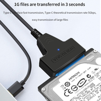 TISHRIC USB3.0/TYPE-C, kabel Data PVC 2-in-1 SATA22pin mudah Drive mendukung 5/7/9MM 2.5 inci SATA HARD DRIVE SSD SOLID STATE DRIVE