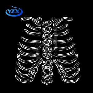 Оптовая продажа заводская цена DMC Качество Кристалл Горячая фиксация скелет горный хрусталь мотив железа на рубашке дизайн стильные рубашки передачи тепла - Product Image 5