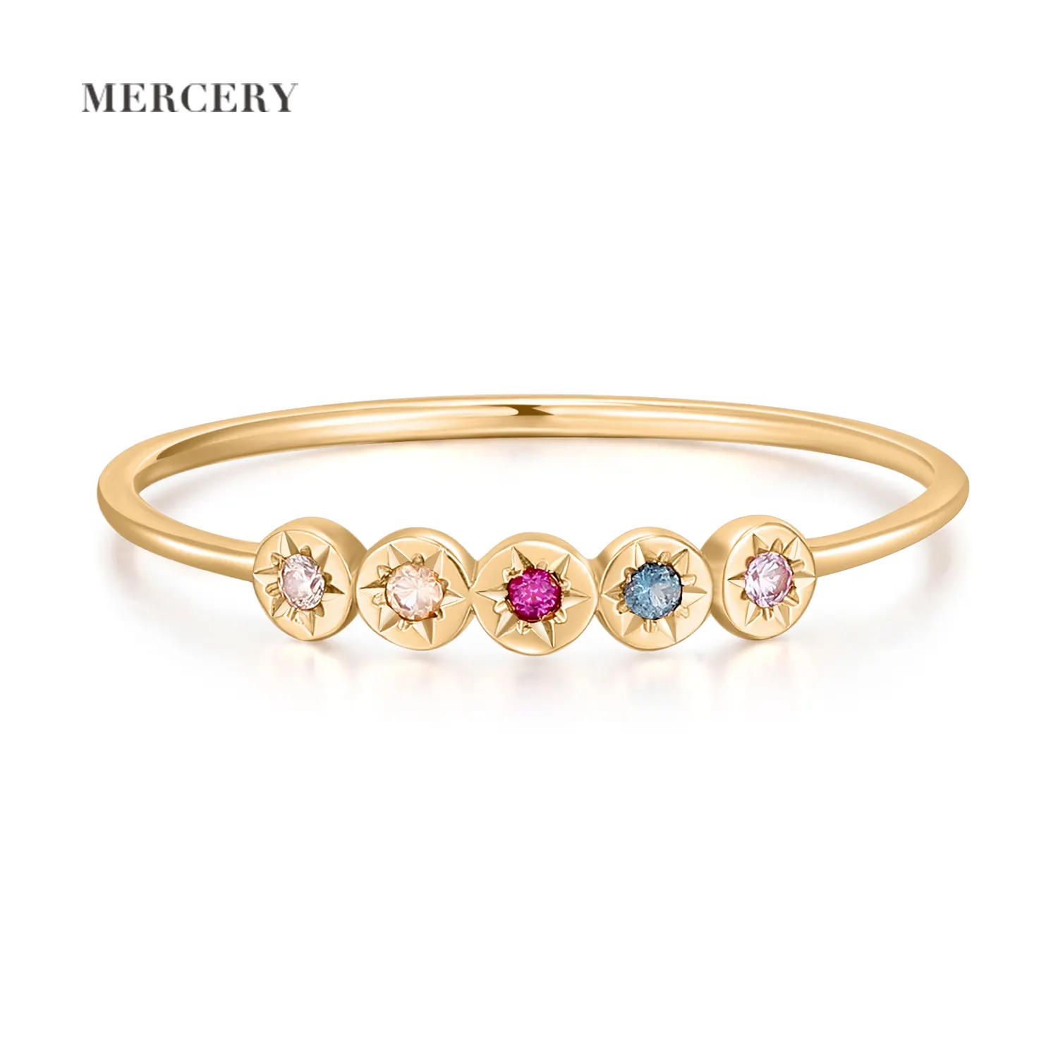 Mercery Colorful Gemstone Jewelry Engagement Ring Diamond 14K Solid Gold Gemstone Rings For Women