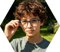 Monture de lunettes optiques en acétate polygonal mignonne pour enfants garçons filles, monture complète pour myopie, sur mesure, en stock