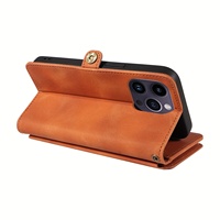 Coque de téléphone pour IPhone 15/14/13/12/11 Pro Max Blocage Portefeuille avec 9 Porte-Cartes de Crédit Fermeture Éclair PU Faux Cuir Housse de Protection
