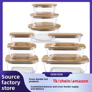 Boîte de conservation alimentaire en <span class=keywords><strong>verre</strong></span> borosilicate de haute qualité avec couvercle en bois de bambou JX, compatible micro-ondes et réfrigérateur, hermétique, boîte à <span class=keywords><strong>lunch</strong></span> - Product Image 3
