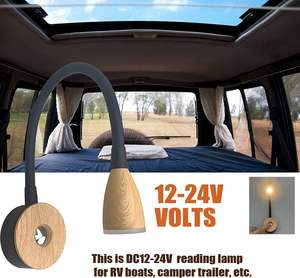 12v הוביל אור אור אור קיר עם USB, מתג מגע, מנורת קריאה מעץ לגרגר - Product Image 2