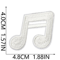 Nouveaux patchs thermocollants brodés en forme de cœur avec notes de musique pour casques audio, logos, embellissement de sacs d'école et accessoires