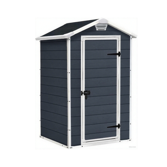 4x3ft Outdoor Eco-Friendly Storage Shed with Pitched Roof PVC and HDPE Resin Frame Easily Assembled for Patio or Backyard Use