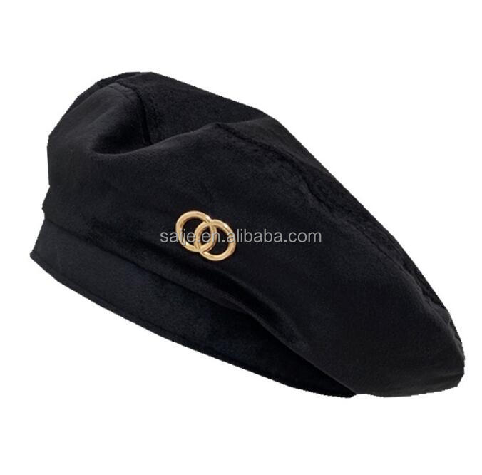 新款秋季时尚高品质贝雷帽女酷黑色贝雷帽 - buy beret hat,women