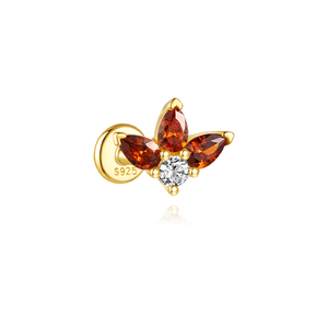 CANNER Nouvelle Arrivée Boucles d'Oreilles Clous Tendance en Argent 925 avec Pompon et Zircon Rouge - Product Image 2