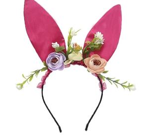 Fascia per capelli con coniglietto di pasqua colorata con orecchie da coniglietto a forma di fiore falso - Product Image 4