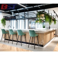 Meubles de bar de maison en forme de U au design de luxe, comptoir artificiel, bar à vin commercial en bois, café-bar