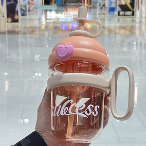 Vaso de Té de Frutas con Pajita, Diseño Arcoíris Adorable, Gran Capacidad, Famoso en Internet, Minimalismo Moderno, de Alta Gama - Product Image 4