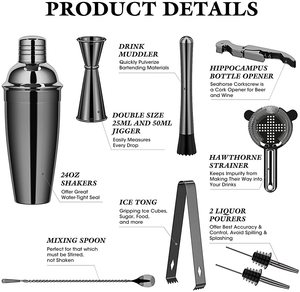 9 piezas de acero inoxidable coctelera conjunto profesional barman Kit Premium Bar para casa bares las partes y viajar B - Product Image 4