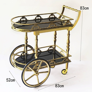 Carrito de comedor de <span class=keywords><strong>hotel</strong></span> Carrito de mano de metal <span class=keywords><strong>Fiesta</strong></span> Carrito de servicio de habitación de 2 capas Carrito de licor de boda - Product Image 5