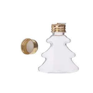 Garrafa de plástico em forma de árvore de Natal 50ml, embalagem com glitter, mistura de glitter para decoração, ideal para uso em grandes lojas