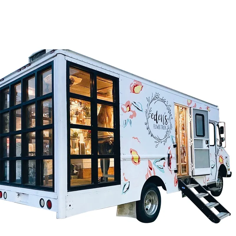 Nuevo modelo Street Electric Cake Coffee Bar Shop Coffee Van con ventana grande Food Truck Trailer Cart para helado Bubble Tea